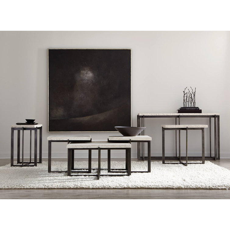 Transitional Brown and White Square Cocktail Table with Storage