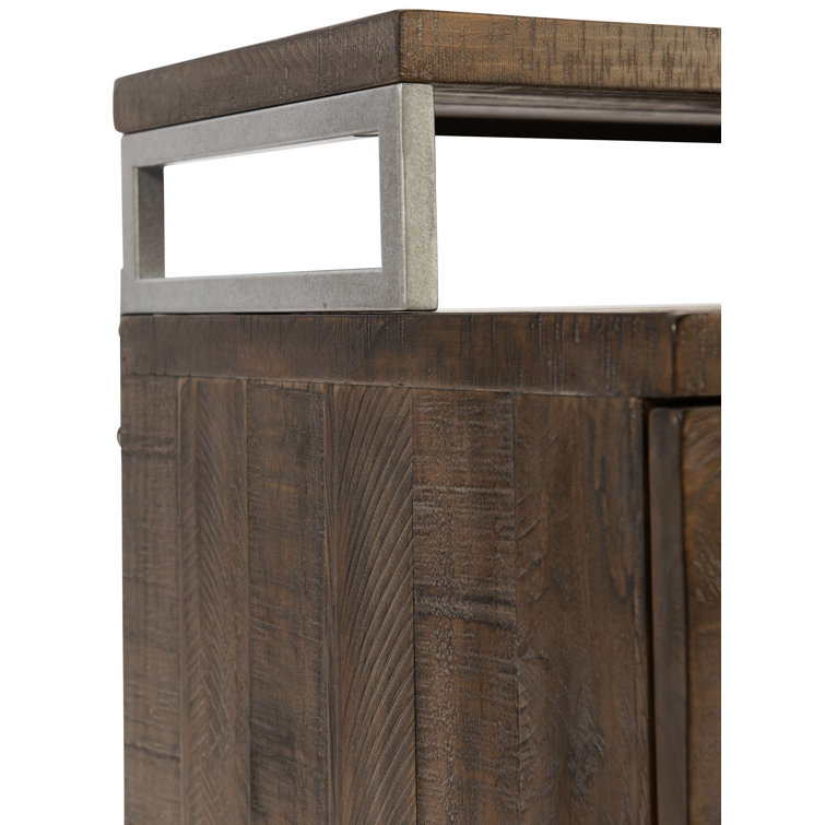 Sable Brown Pine and Metal 2-Drawer Nightstand