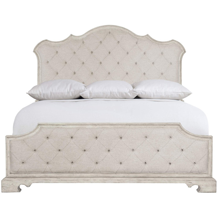 Cream Tufted Upholstered Wood Frame California King Bed