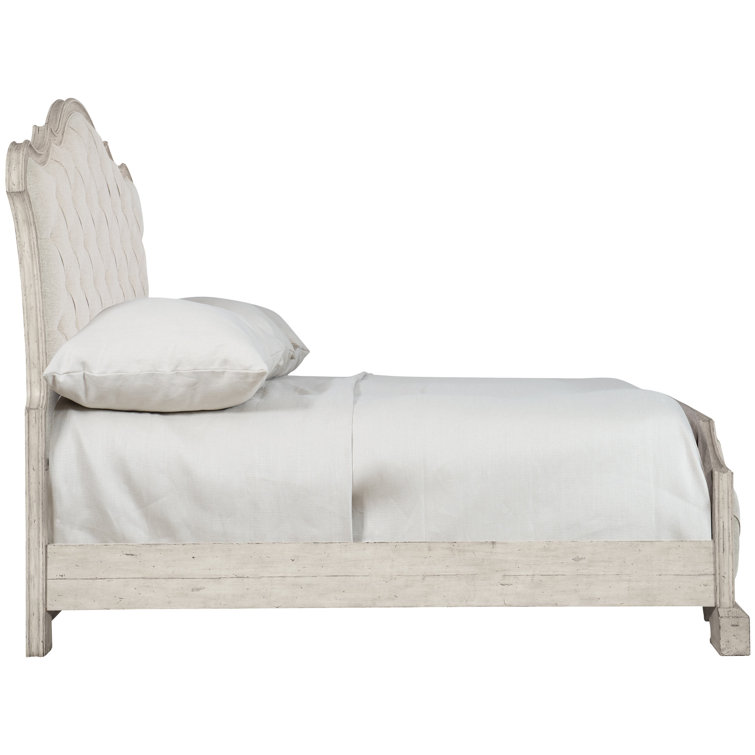 Cream Tufted Upholstered Wood Frame California King Bed