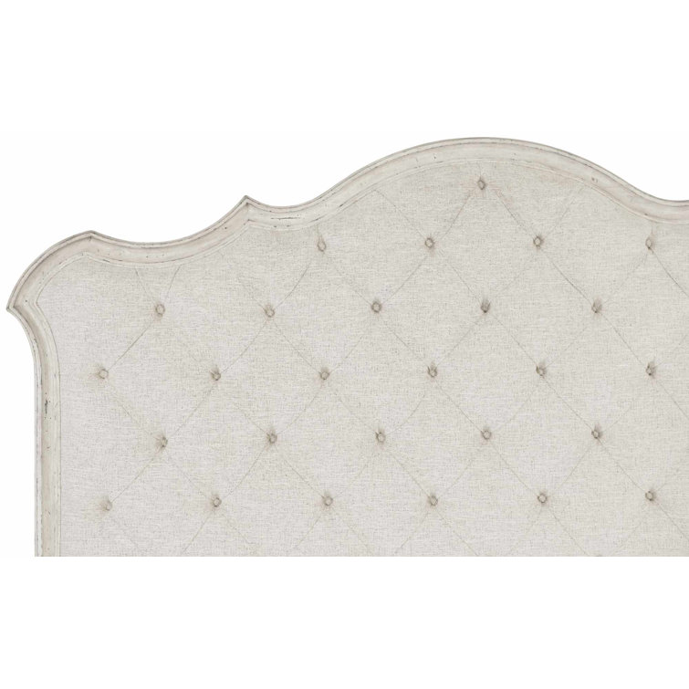Cream Tufted Upholstered Wood Frame California King Bed