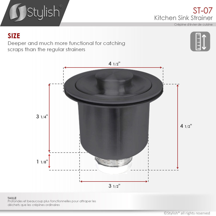 Graphite Black Stainless Steel Deep Basket Kitchen Sink Strainer