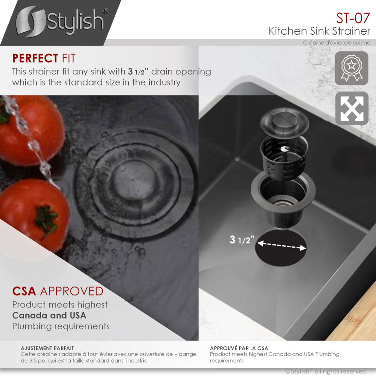 Graphite Black Stainless Steel Deep Basket Kitchen Sink Strainer
