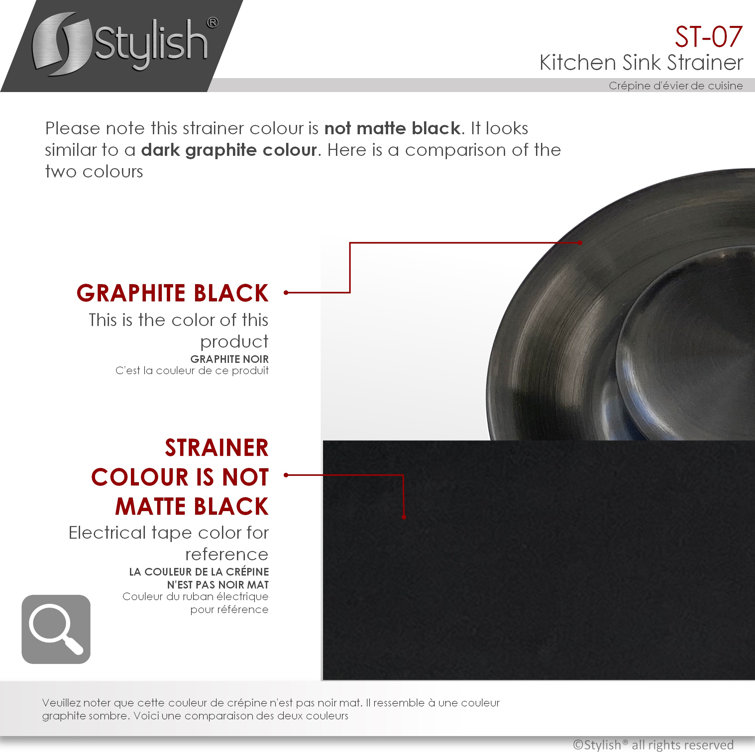 Graphite Black Stainless Steel Deep Basket Kitchen Sink Strainer