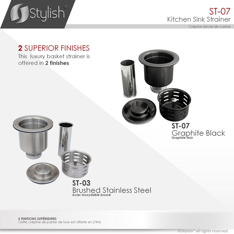 Graphite Black Stainless Steel Deep Basket Kitchen Sink Strainer