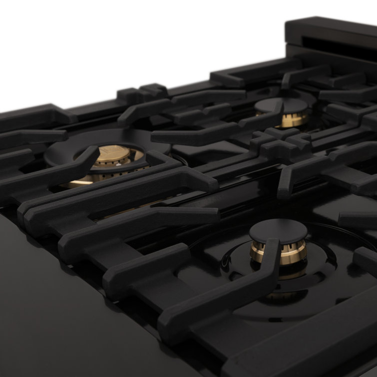 ZLINE 48" Black Stainless Steel Gas Cooktop with 7 Burners