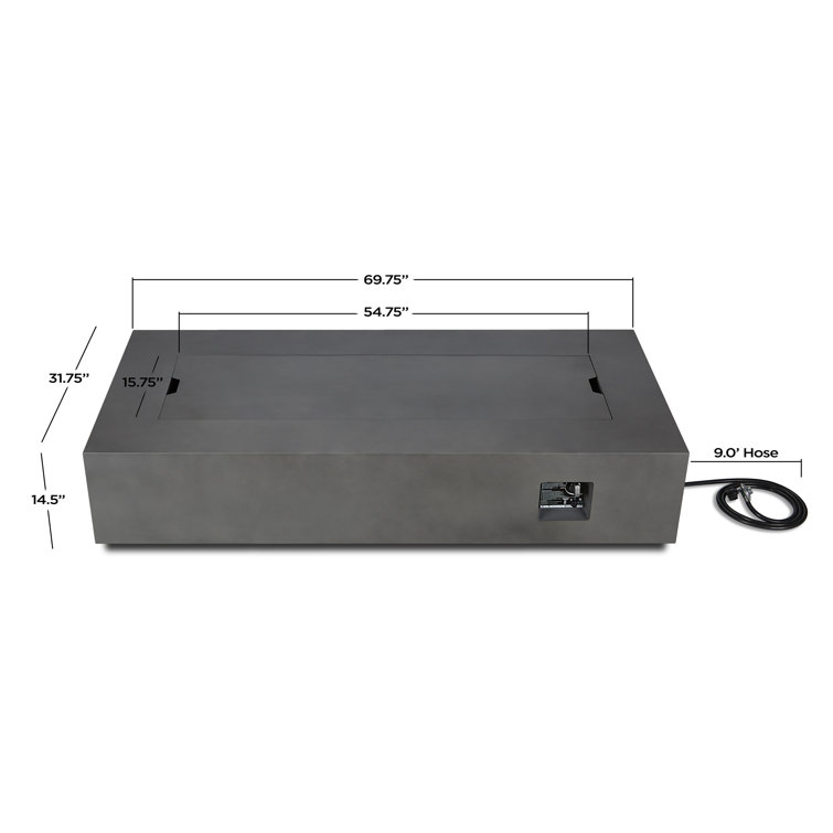 Aegean 70" Weathered Slate Gas Fire Pit Table