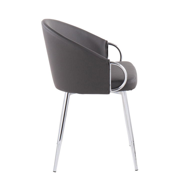 Claire Modern Silver Metal Frame Chair with Grey Faux Leather