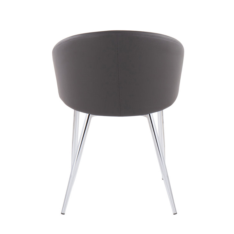 Claire Modern Silver Metal Frame Chair with Grey Faux Leather