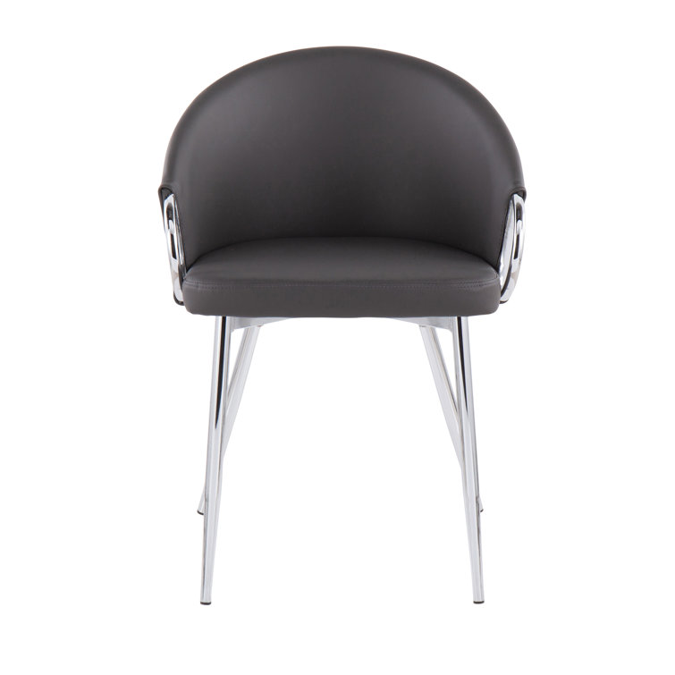 Claire Modern Silver Metal Frame Chair with Grey Faux Leather