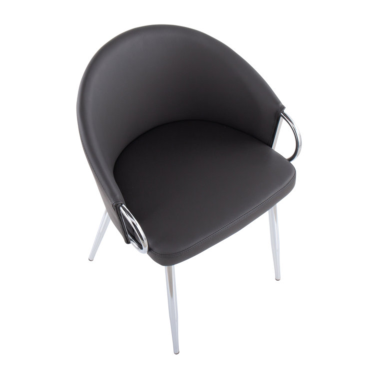 Claire Modern Silver Metal Frame Chair with Grey Faux Leather