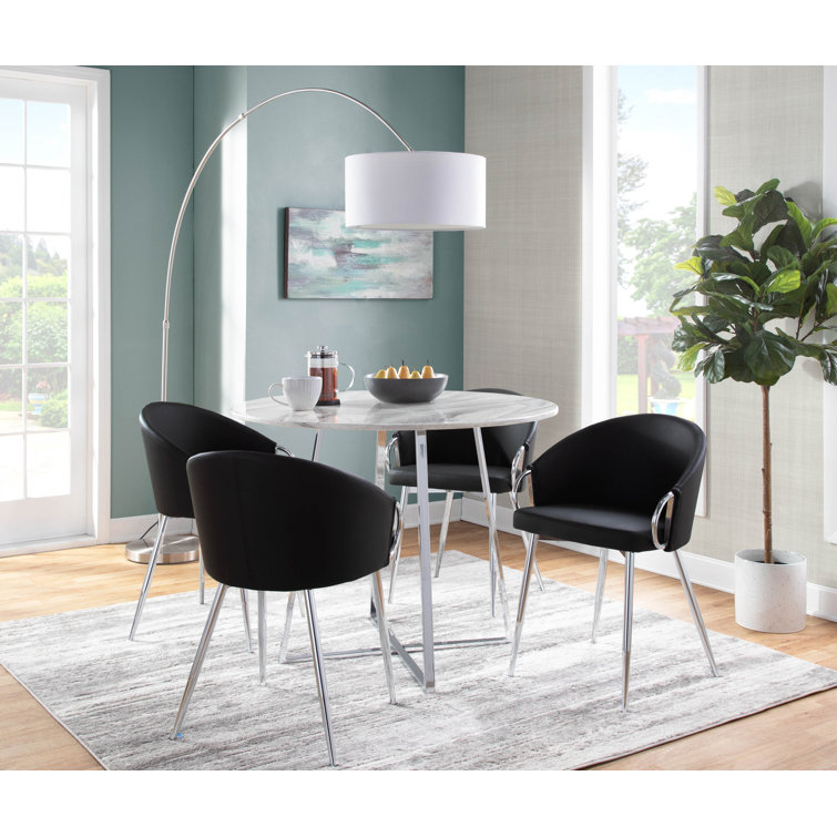 Black Faux Leather Upholstered Side Chair with Metal Frame