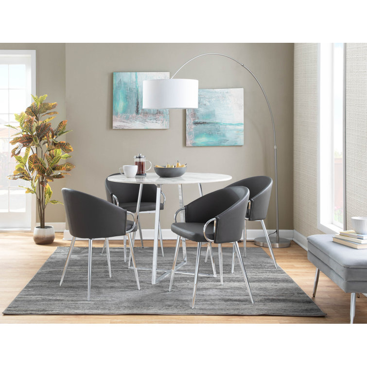 Claire Modern Silver Metal Frame Chair with Grey Faux Leather