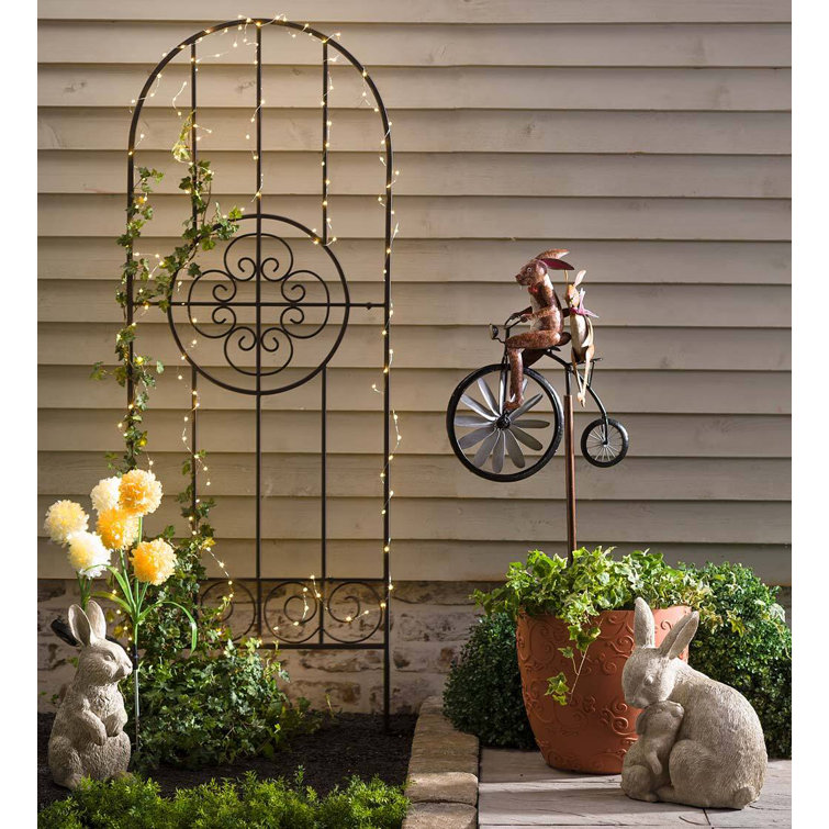 Handmade Colorful Metal Bicycling Frogs Wind Spinner Garden Stake