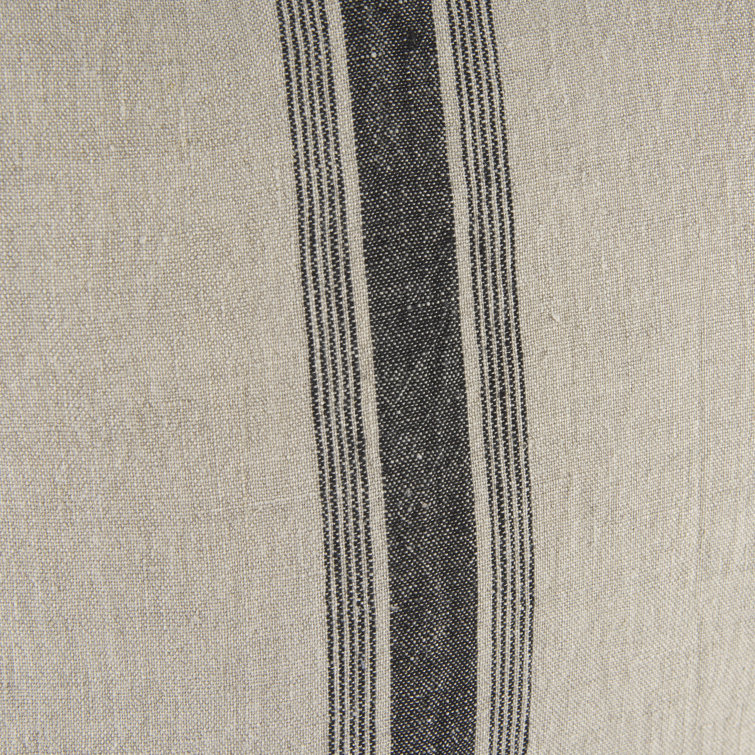 Beige and Black Striped Linen Throw Pillow Cover