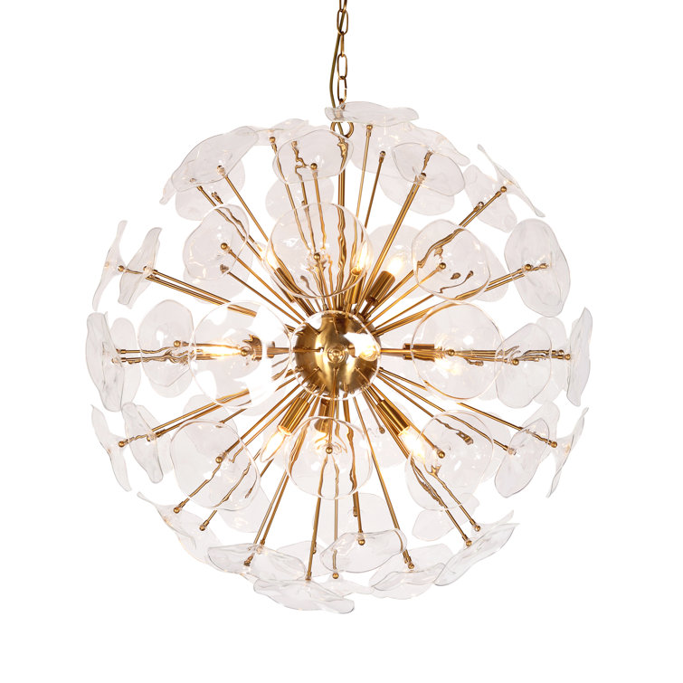 Luxurious Gold Sphere Chandelier with Clear Glass Pedals - 10 Light