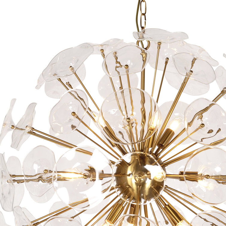 Luxurious Gold Sphere Chandelier with Clear Glass Pedals - 10 Light