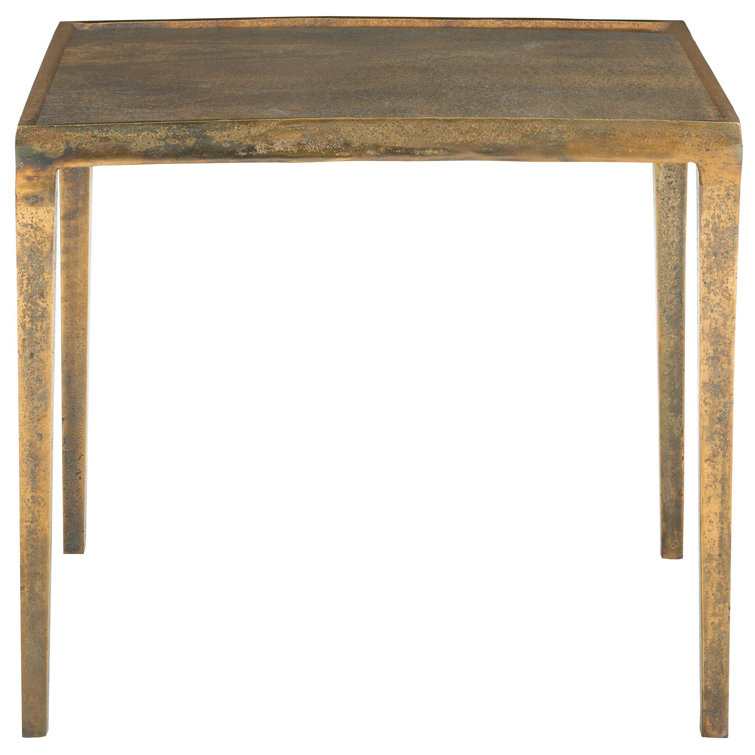 Sleek Transitional Benson Cast Aluminum End Table in Gold