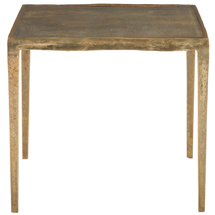 Benson Vintage Brass Square Cast Aluminum End Table