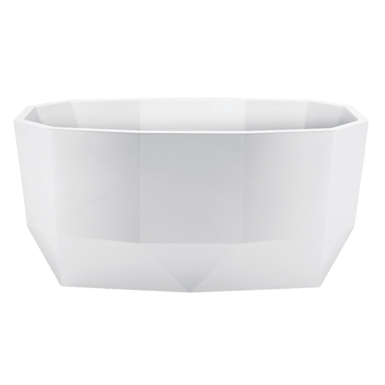 Glossy White Acrylic Freestanding Tub with Geometric Design