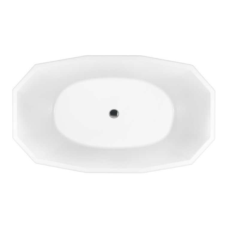 Glossy White Acrylic Freestanding Tub with Geometric Design