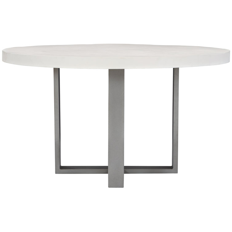 Bone Concrete and Gray Stainless Steel Round Dining Table