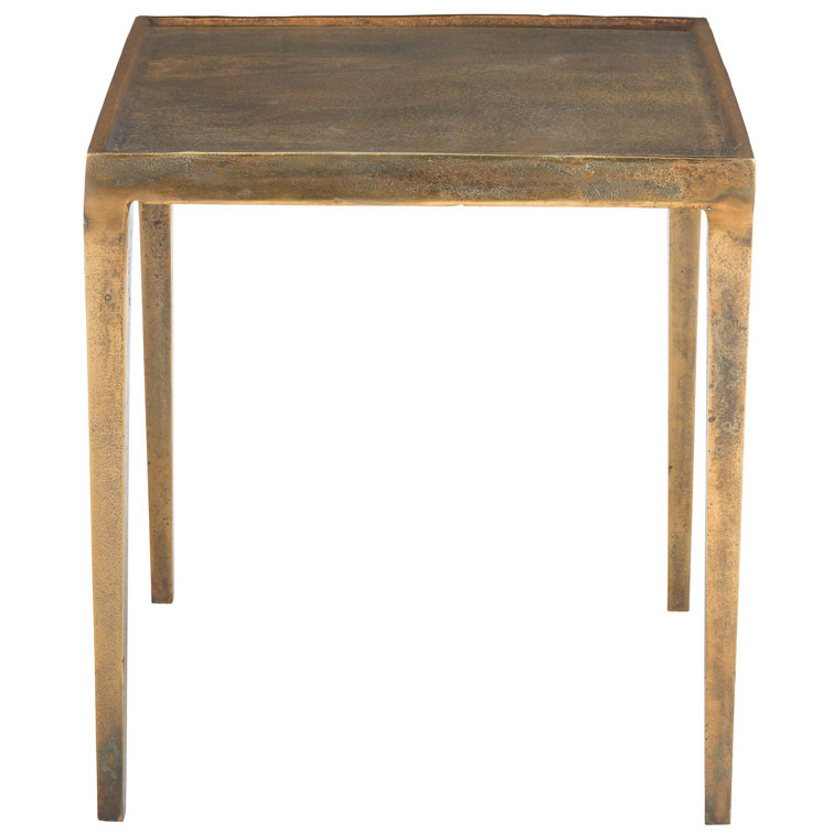 Sleek Transitional Benson Cast Aluminum End Table in Gold