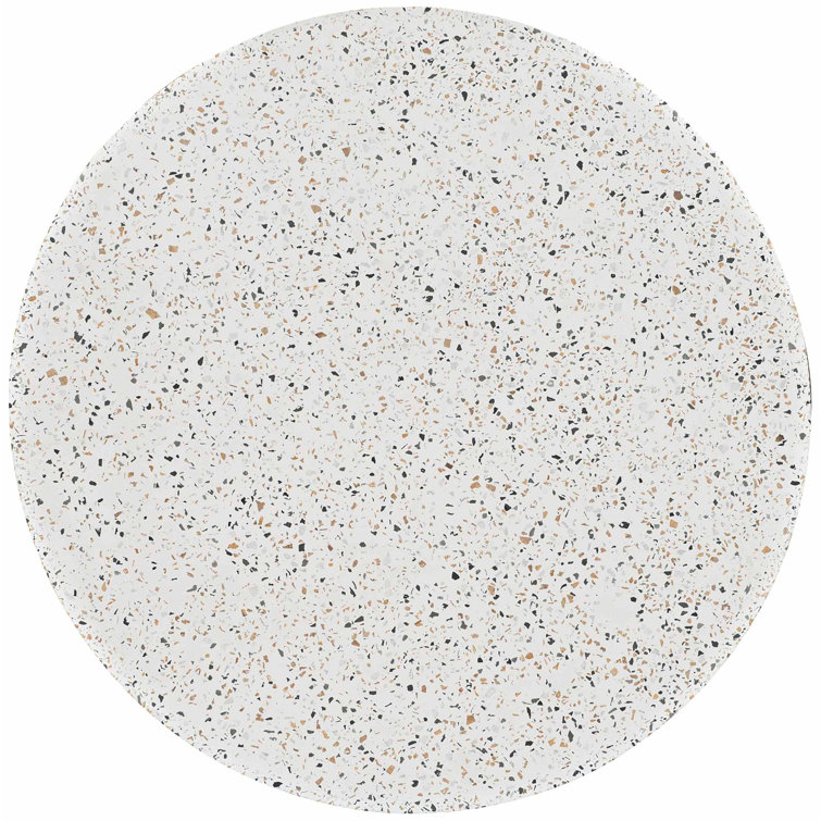 Luxurious White Terrazzo Round Side Table with Protective Top Coat