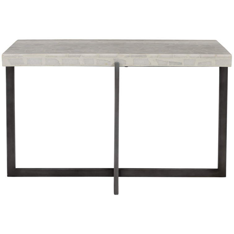 Beige Terrazzo Large Cocktail Table with Flint Grey Base