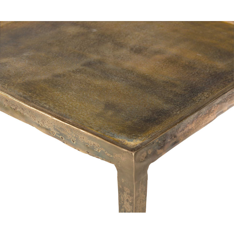 Sleek Transitional Benson Cast Aluminum End Table in Gold