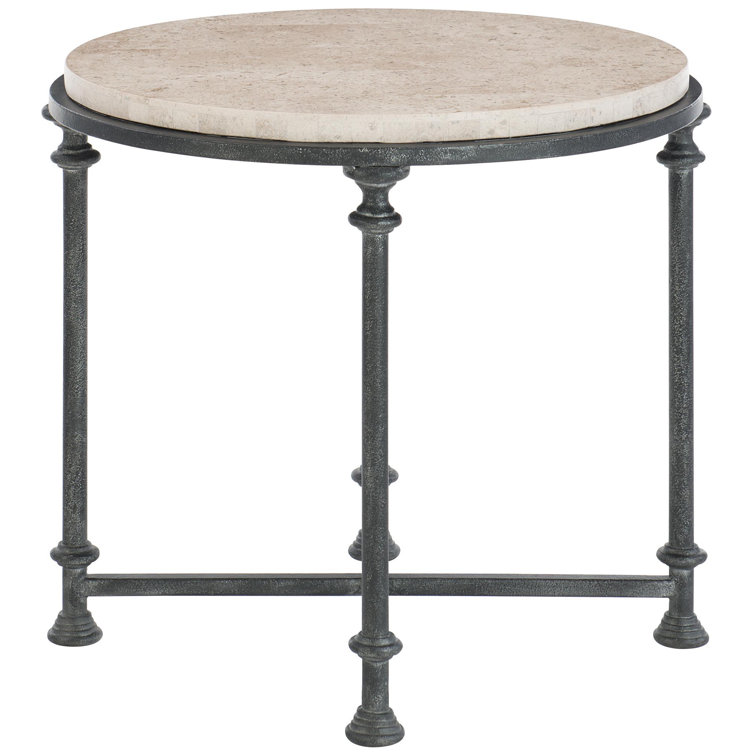 Galesbury Round Stone and Metal End Table
