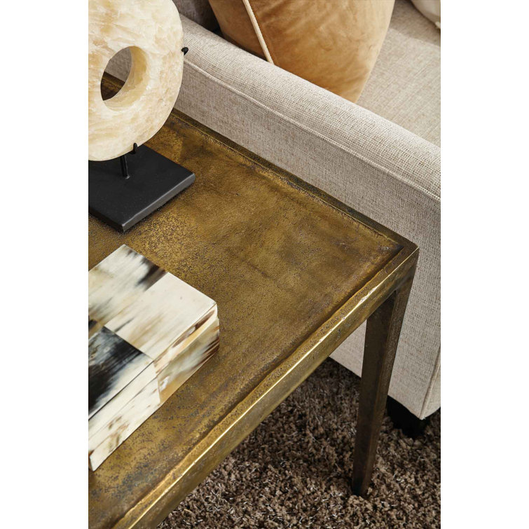 Benson Vintage Brass Square Cast Aluminum End Table