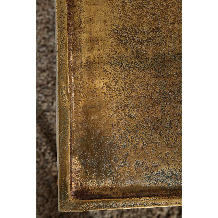 Benson Vintage Brass Square Cast Aluminum End Table