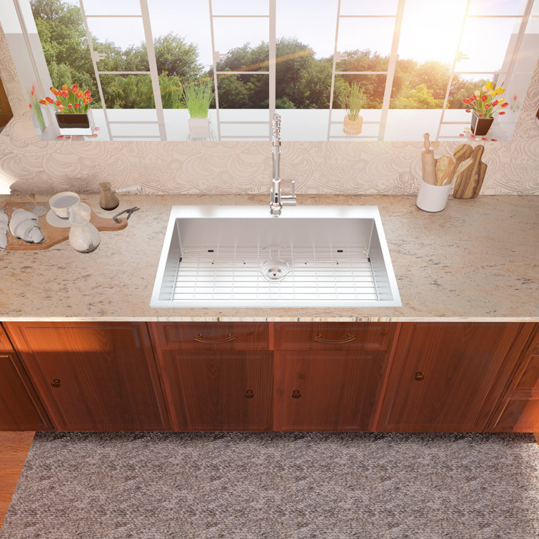 28-Inch Brushed Stainless Steel Single Bowl Drop-In Kitchen Sink