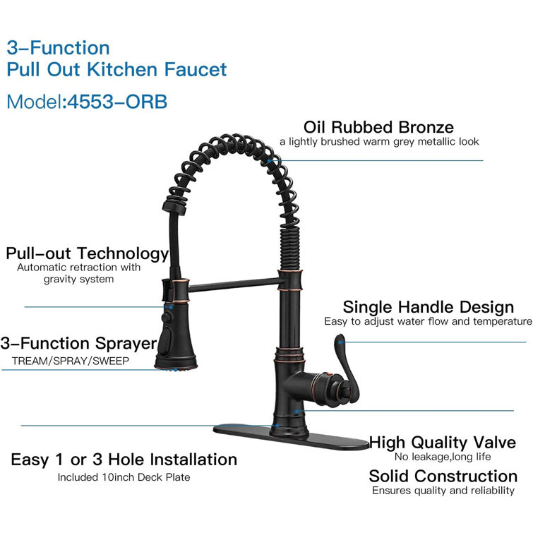 Oil Rubbed Bronze Kitchen Faucet with Pull-out Spray