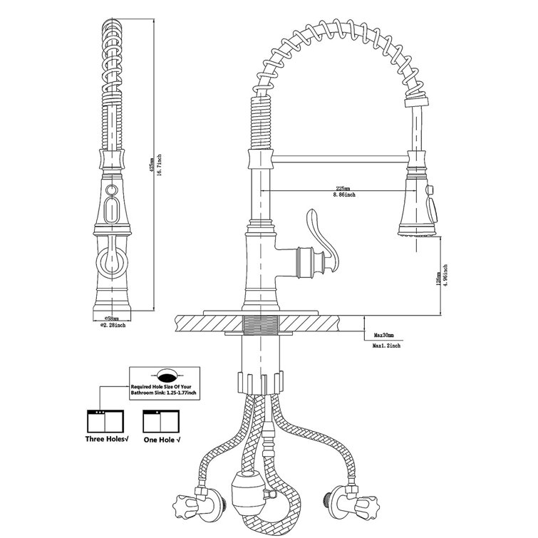 Oil Rubbed Bronze Kitchen Faucet with Pull-out Spray