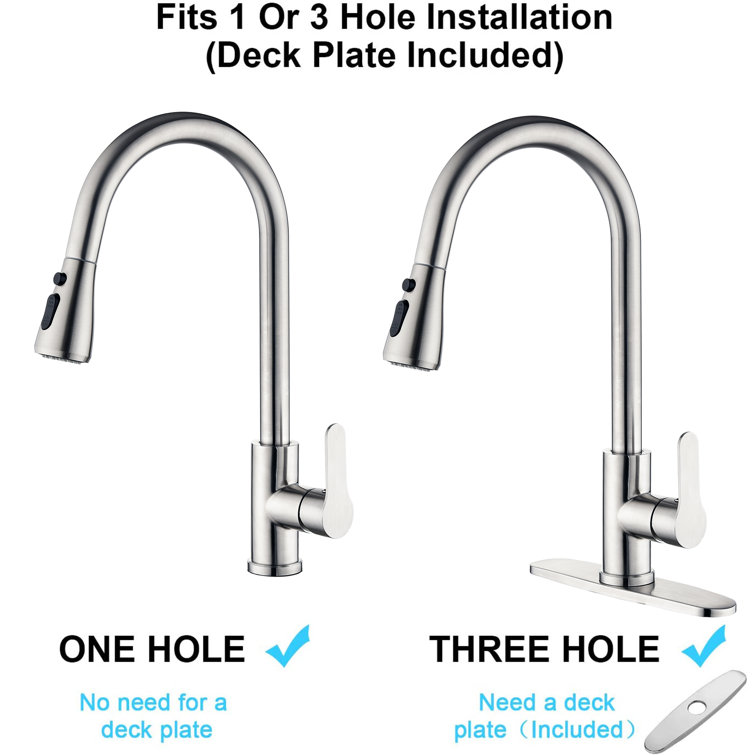 Stainless Steel Single-Handle Pull-Down Sprayer Kitchen Faucet with Soap Dispenser