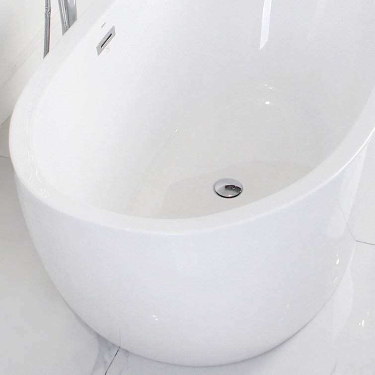 Naha 59'' White Freestanding Acrylic Soaking Bathtub