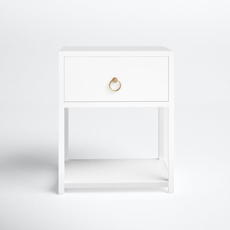 Luxe Gold & White Square End Table with Storage Shelf
