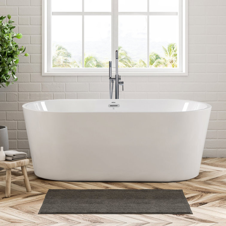 Shangri-La 59" Glossy White Acrylic Freestanding Bathtub