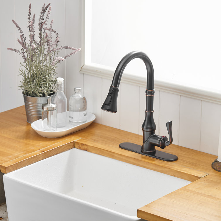 Oil Rubbed Bronze Single Handle Pull Down Kitchen Faucet
