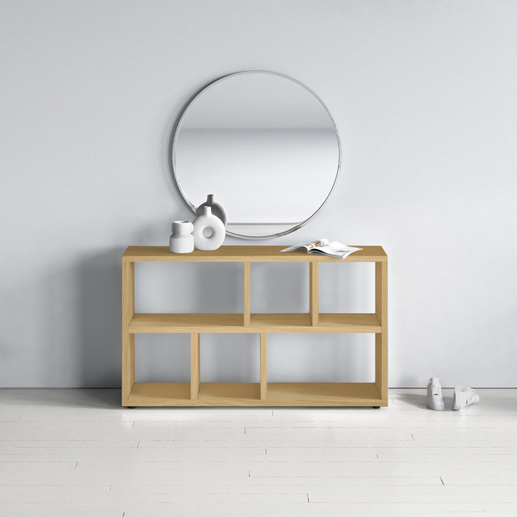 Berlin Refined Oak Console with White Cubes and Honeycomb Design