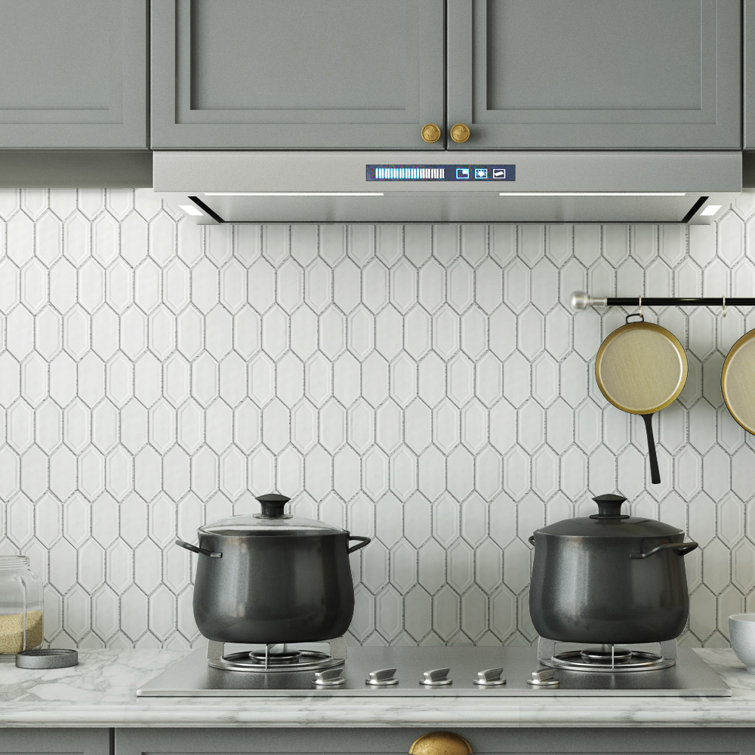 Bianca White Glass Mosaic Wall Tile Sheet for Bathroom and Kitchen
