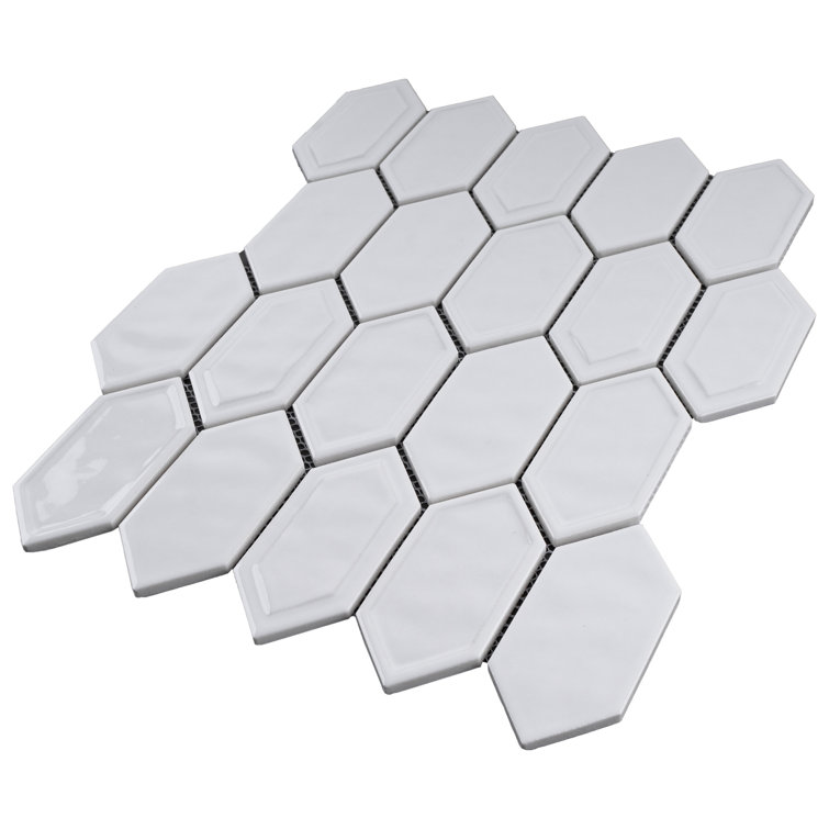 Bianca White Glass Mosaic Wall Tile Sheet for Bathroom and Kitchen