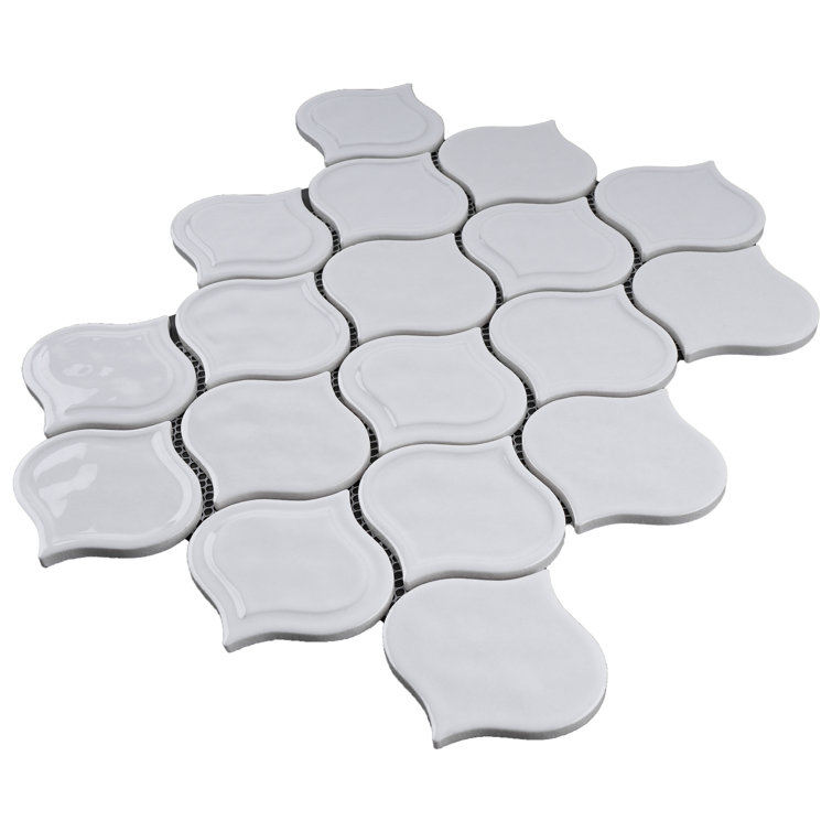 White Glass and Ceramic Irregular Mosaic Wall Tile