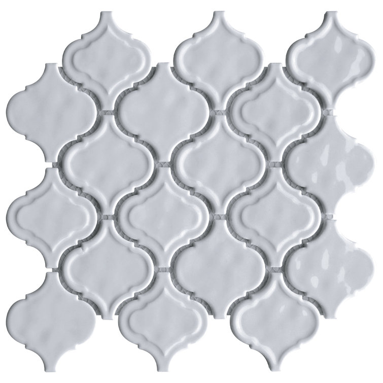 White Glass Arabesque Mosaic Wall Tile Sheet