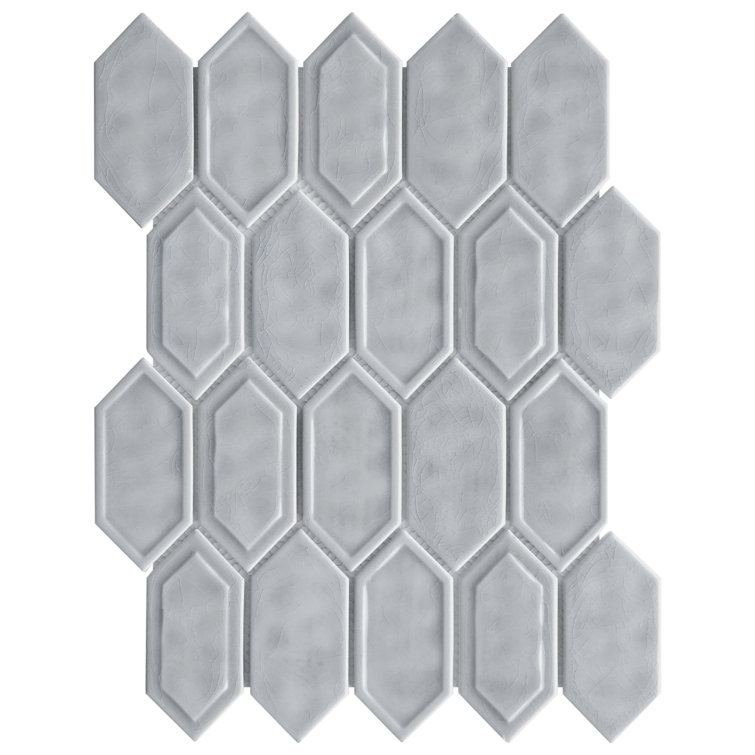 Gray Glass and Stone Mosaic Wall Tile Sheet