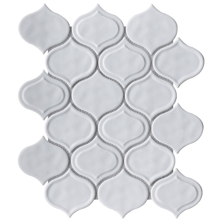 White Glass and Ceramic Irregular Mosaic Wall Tile