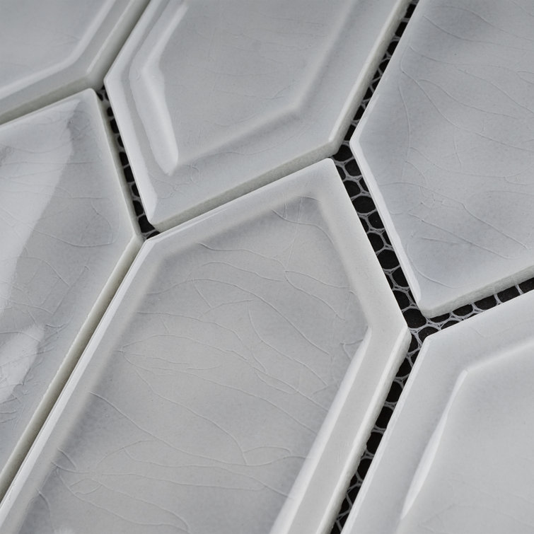 Gray Glass and Stone Mosaic Wall Tile Sheet