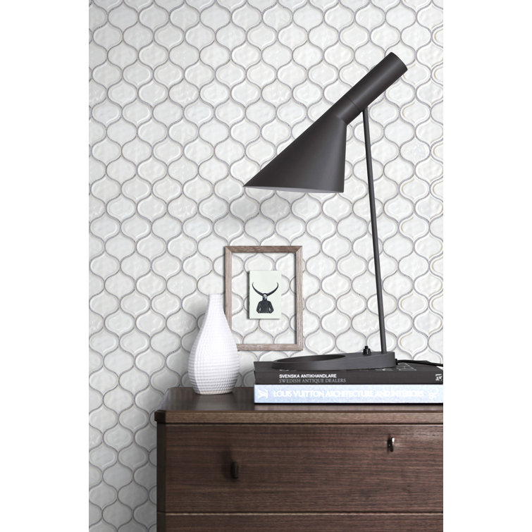 White Glass and Ceramic Irregular Mosaic Wall Tile